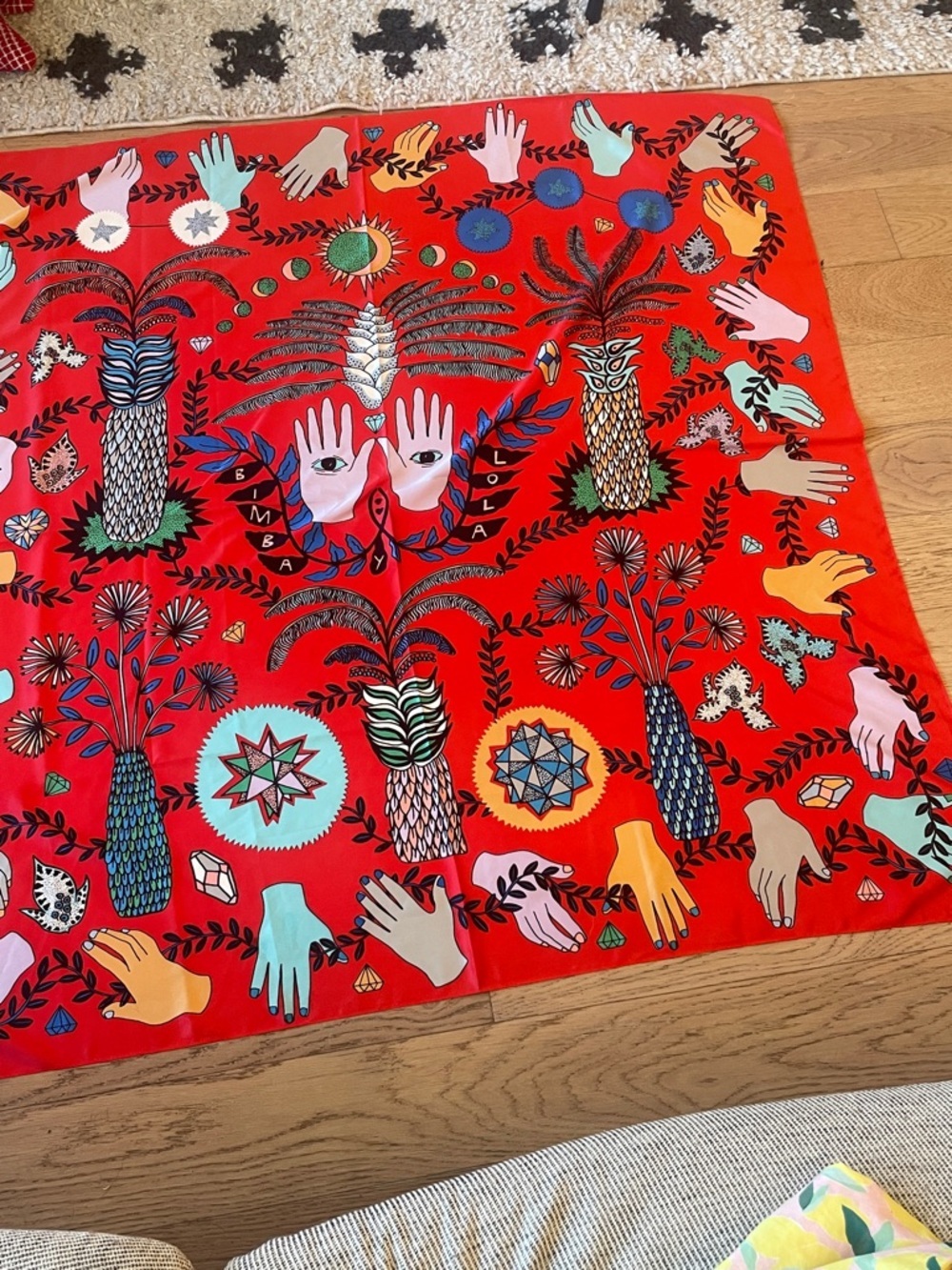 Bimba y Lola Alchemy Hands Scarf Anthropologie Rare Oversized Statement Multicol - Picture 10 of 11